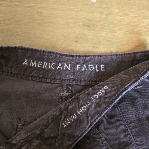 AE American Eagle Lightweight Corduroy High Waist Baggy Mom Pant Brown 6s - Picture 6 of 14